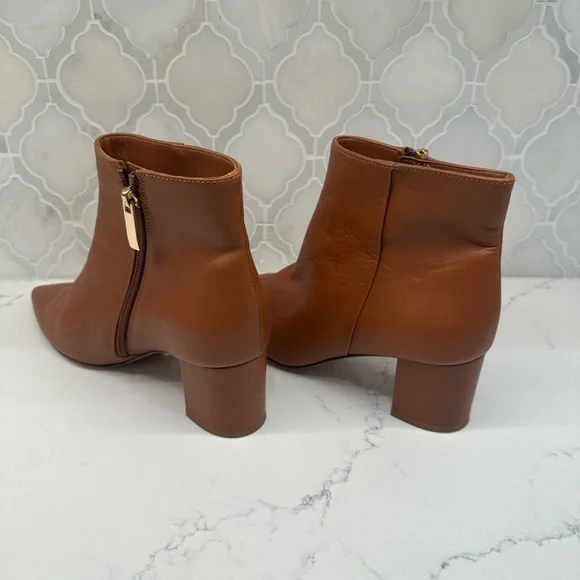 L'AGENCE Chestnut Leather Ankle Booties - Picture 3 of 7